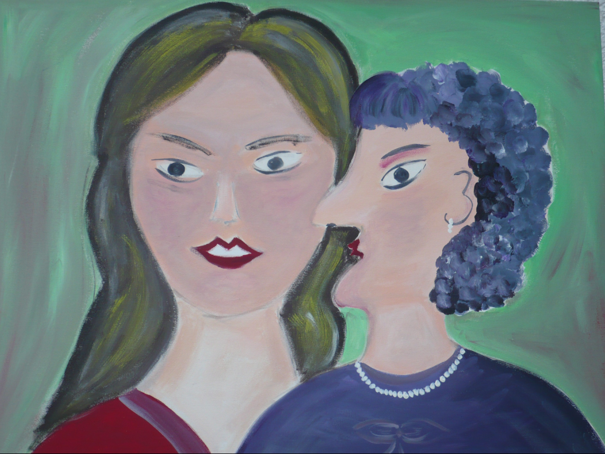 zwei Frauen - Malplatte 60x70 cm