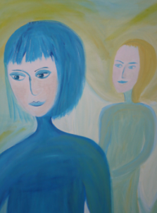 Frau mit Schutzengel - Leinwand 60x70 cm