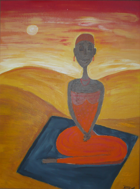 Frau in der Wüste - Acryl auf Malplatte 30 x 40 cm