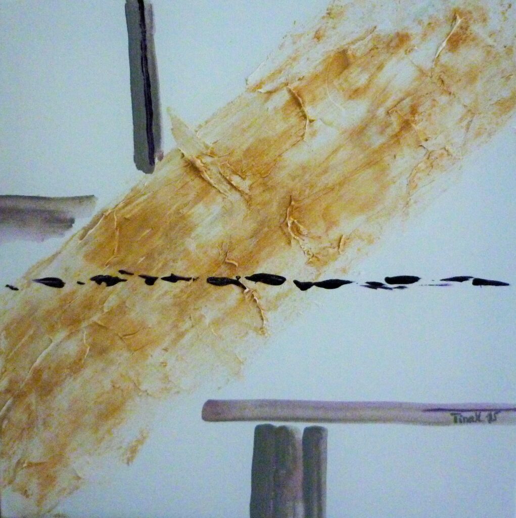 Gestützte Spur – Acryl und Sand auf Leinwand 40 x 40 cm