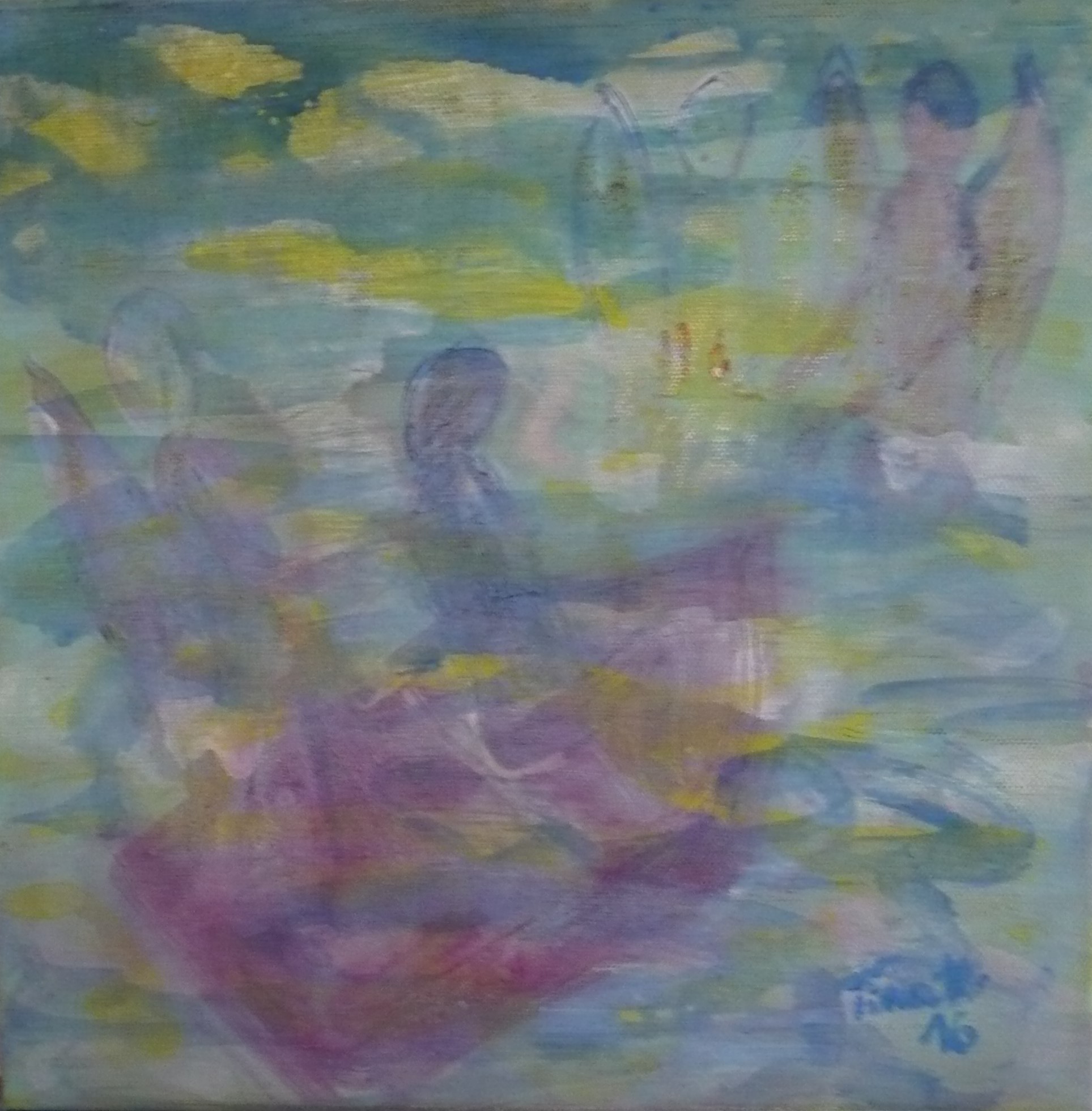 Überfahrt - Acryl und Aquarell auf Leinwand 30 x 30 cm