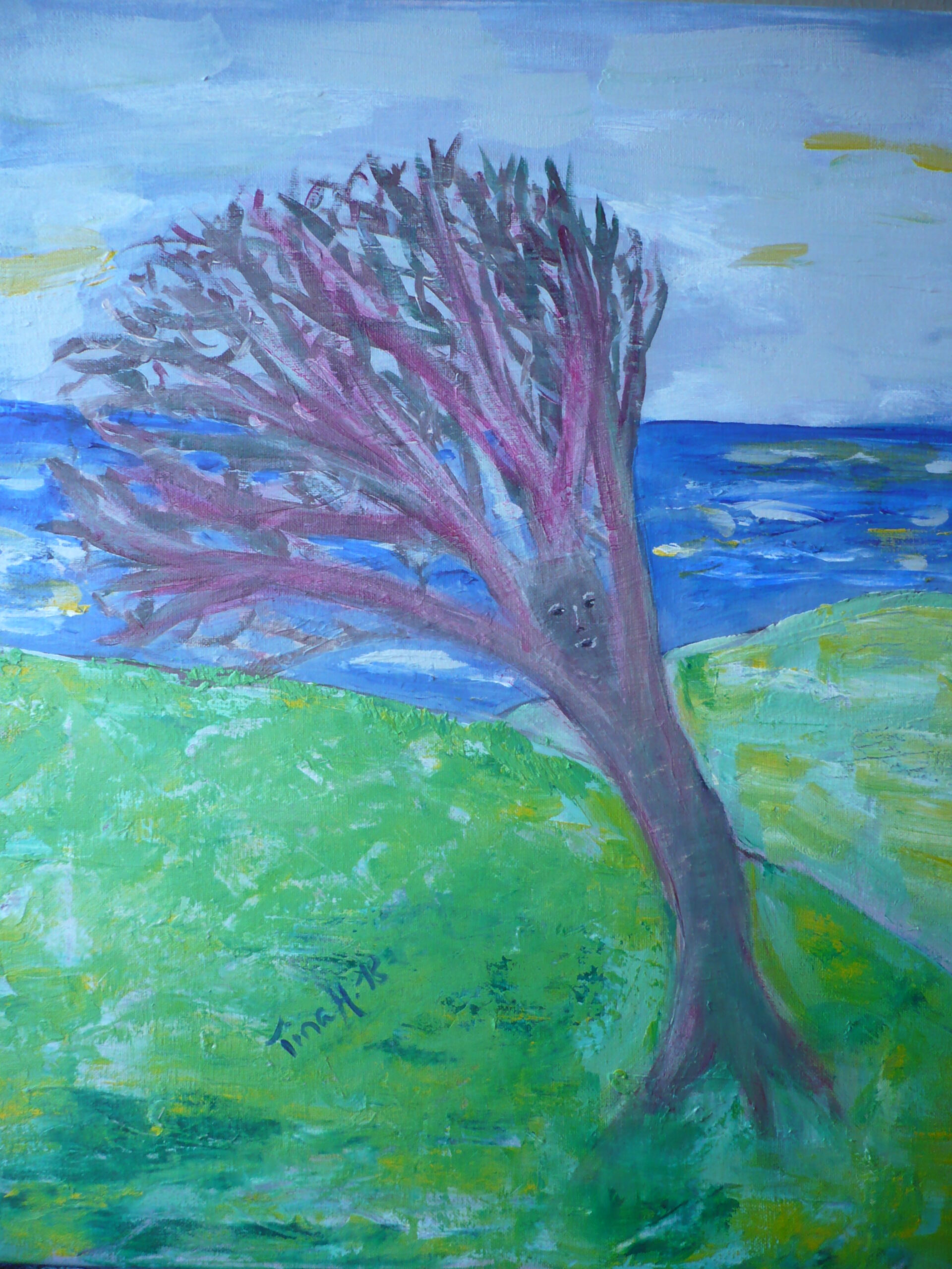 schiefer Baum - Acryl auf Leinwand 40 x 50 cm