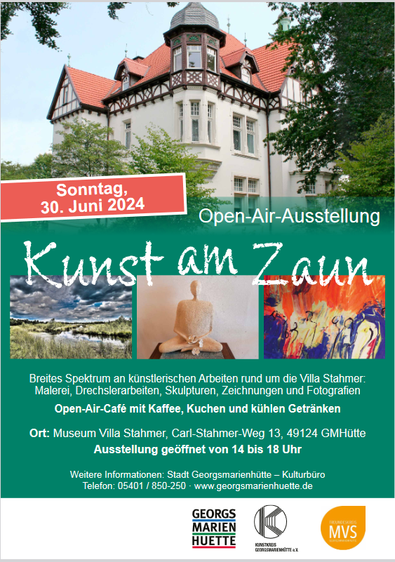 Kunst am Zaun: Ausstellung am 30.06.24 von 14 - 18:00 Uhr in der Villa Stahmer in Georgsmarienhütte