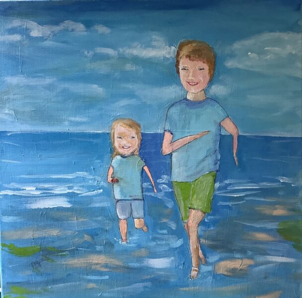 Kinder am Meer, Acryl auf Leinwand 50 x 50 cm